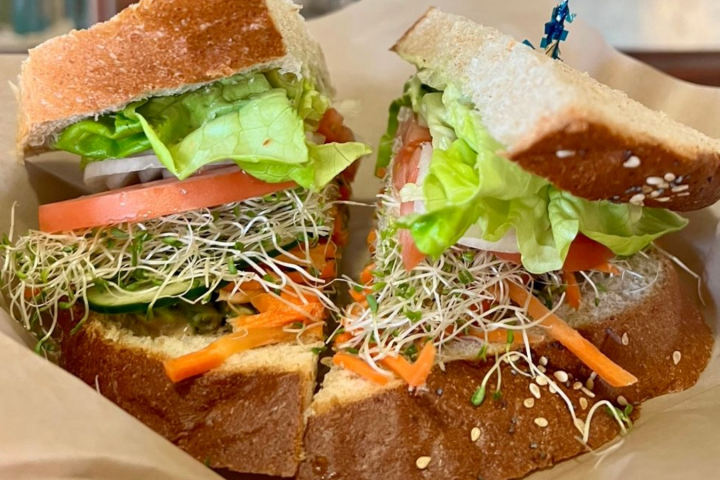 a sandwich cut in half